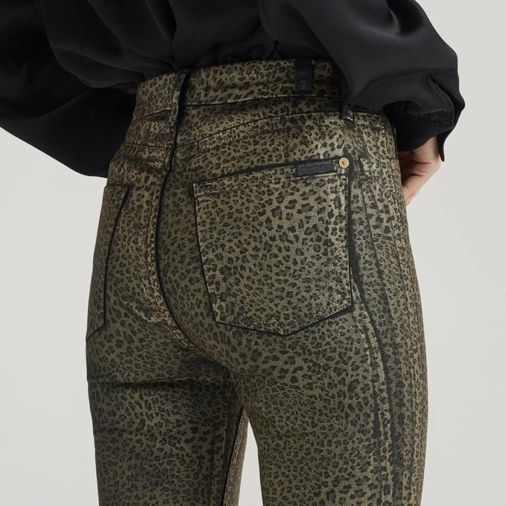 7 For All Mankind High-Waisted Leopard Print Coated Jeans